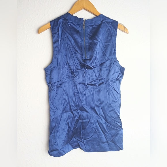 Ann Taylor Silk Blend Blue Sleeveless Blouse Top Size M - Picture 5 of 6